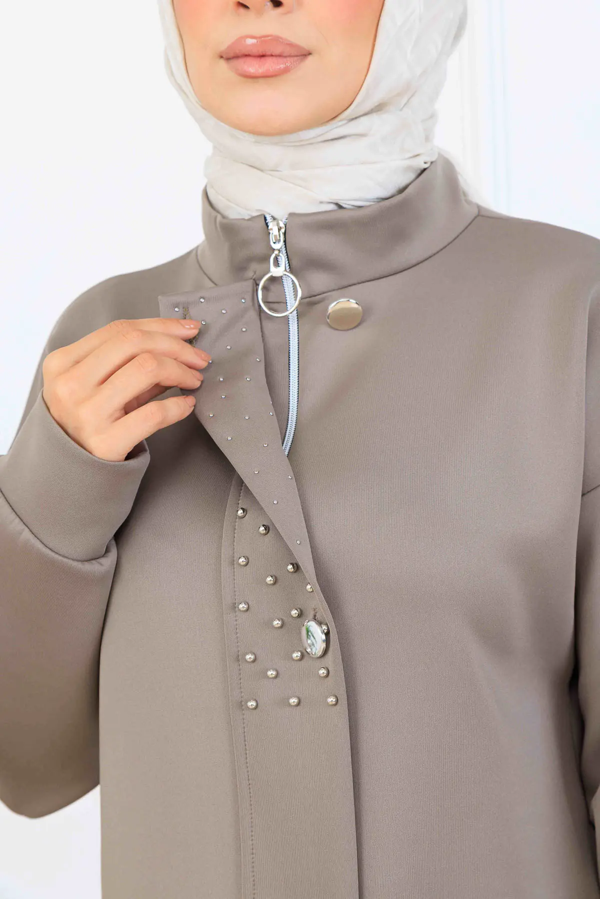 Beaded Detailed Scuba Two Piece Set-detail