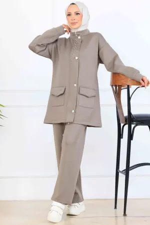 Beaded Detailed Scuba Two Piece Set