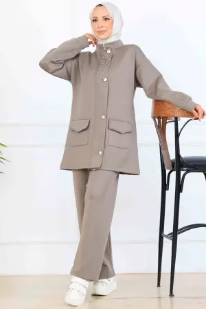 Beaded Detailed Scuba Two Piece Set