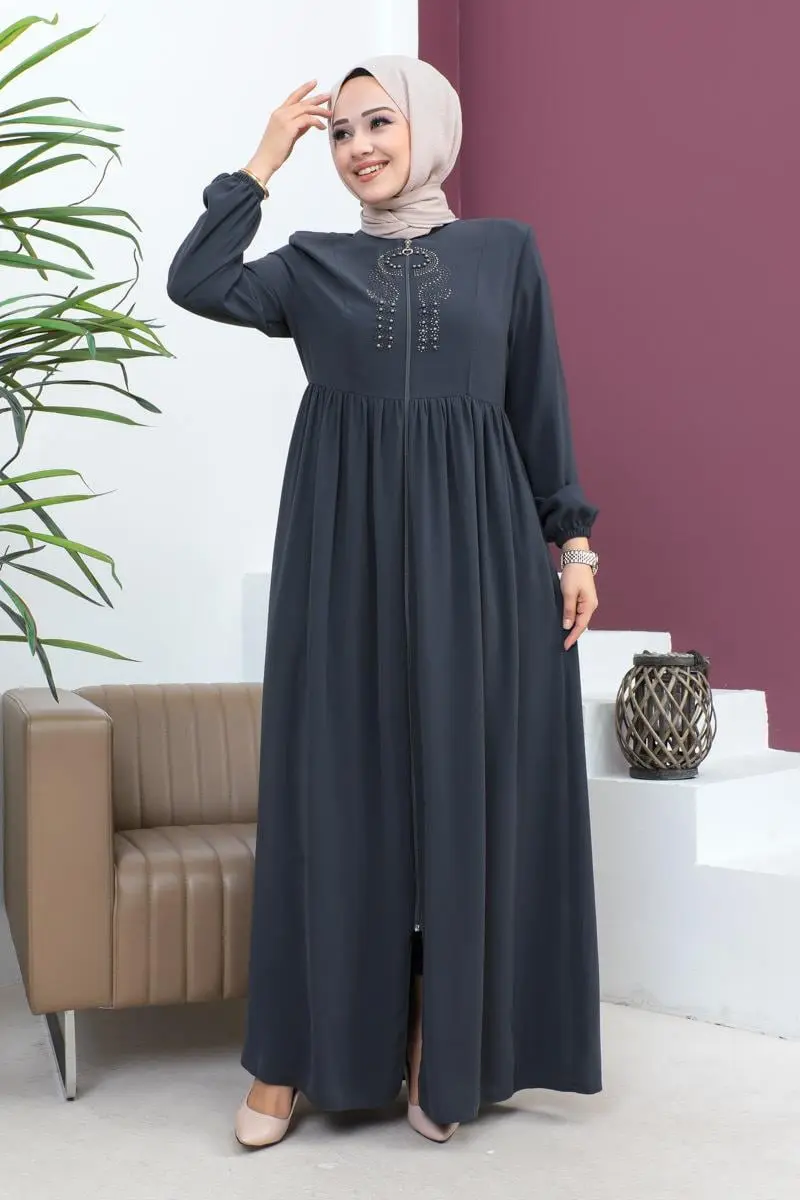 Beaded Embroidered Abaya-detail