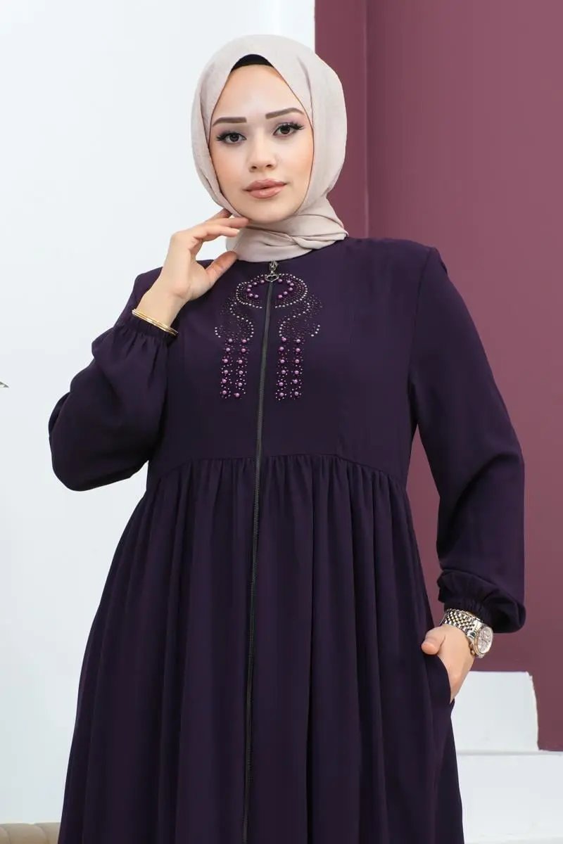 Beaded Embroidered Abaya-detail