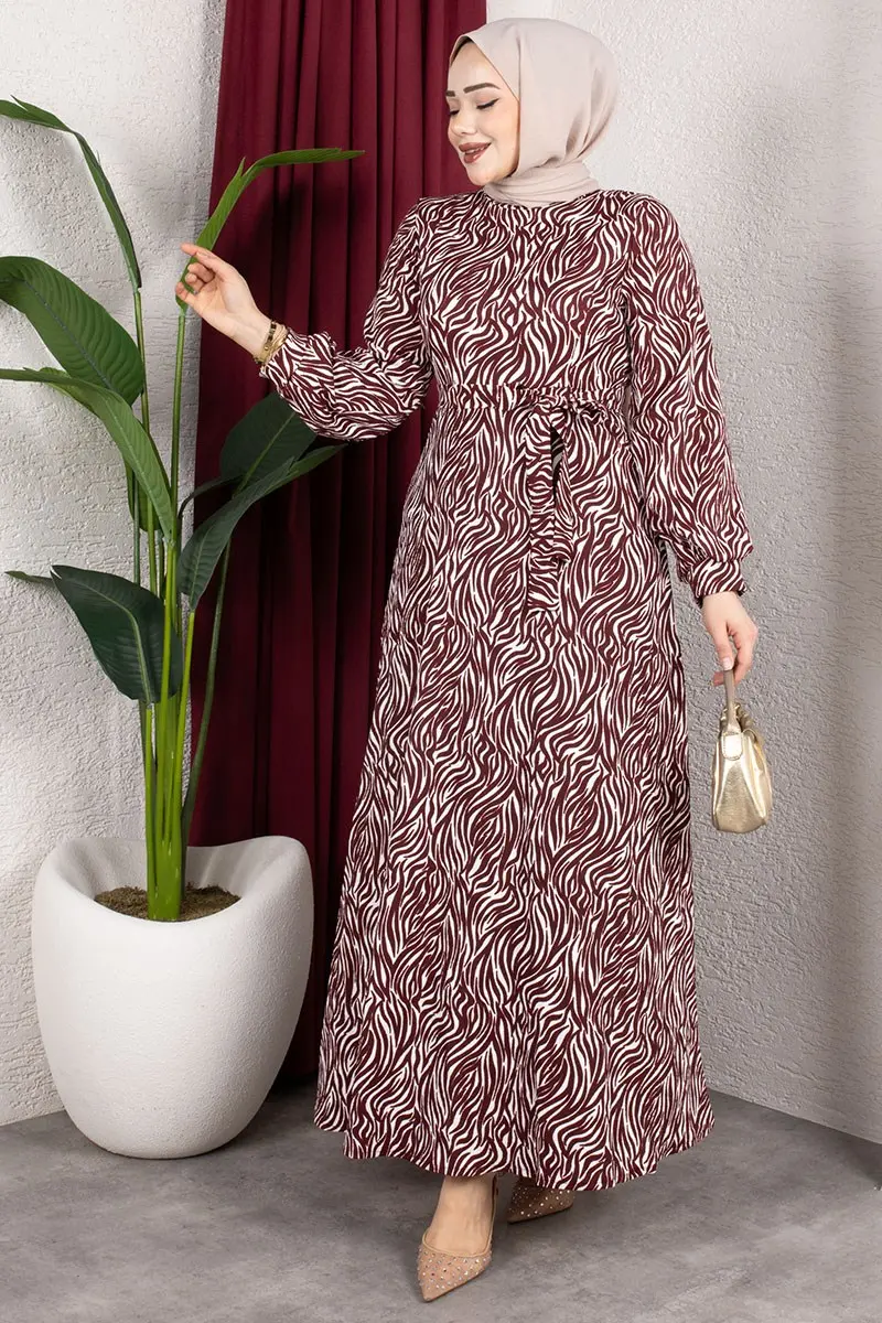 Belt Detail Patterned Dress-detail