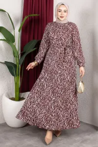 Belt Detail Patterned Dress
