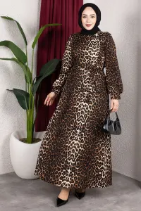 Belt Detail Patterned Dress