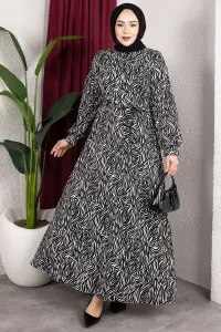Belt Detail Patterned Dress