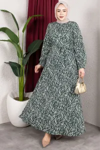 Belt Detail Patterned Dress