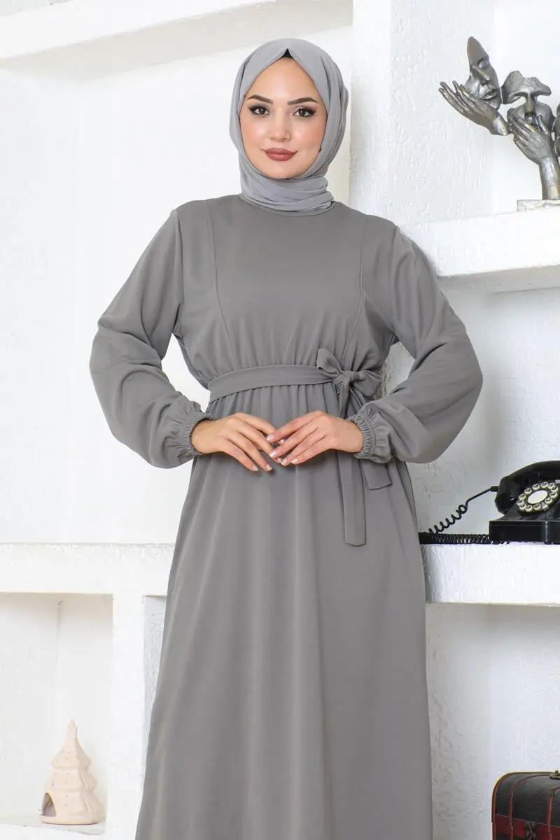 Belt Detailed Hijab Dress-detail