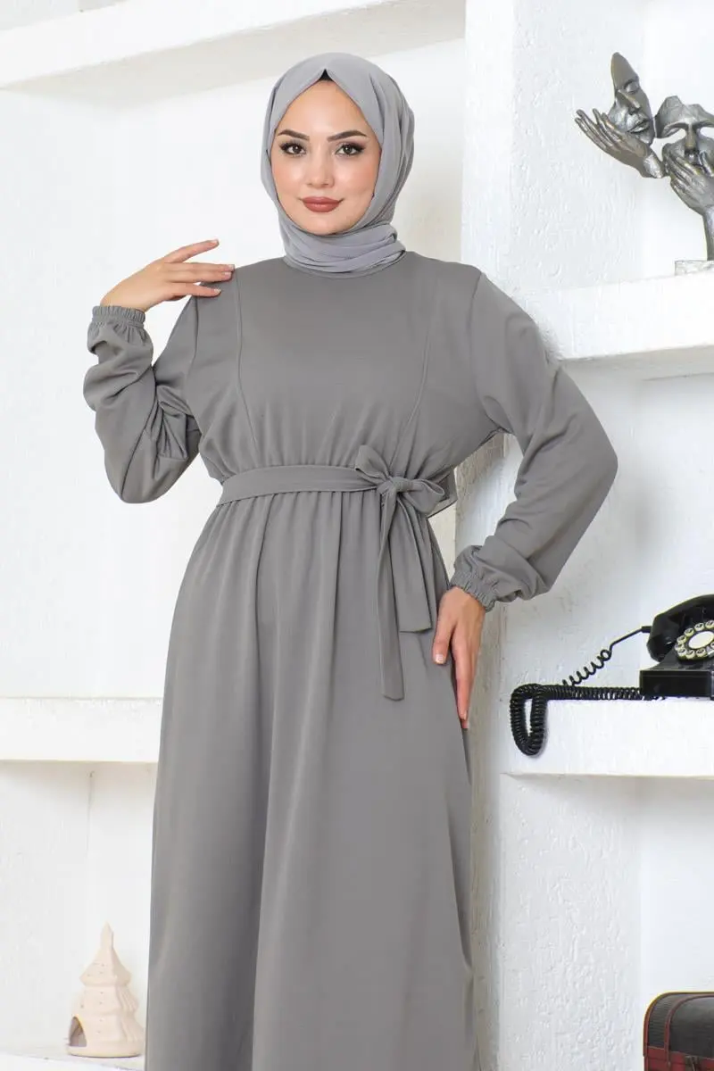Belt Detailed Hijab Dress-detail