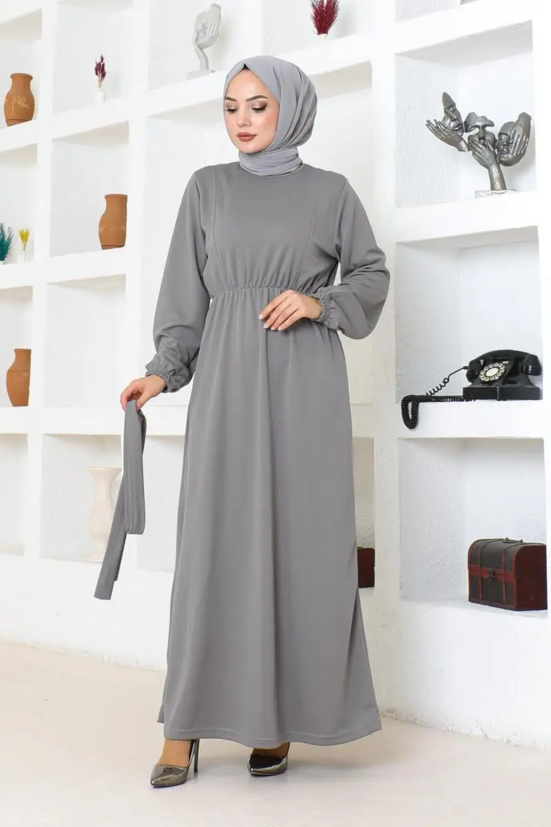 Belt Detailed Hijab Dress-detail