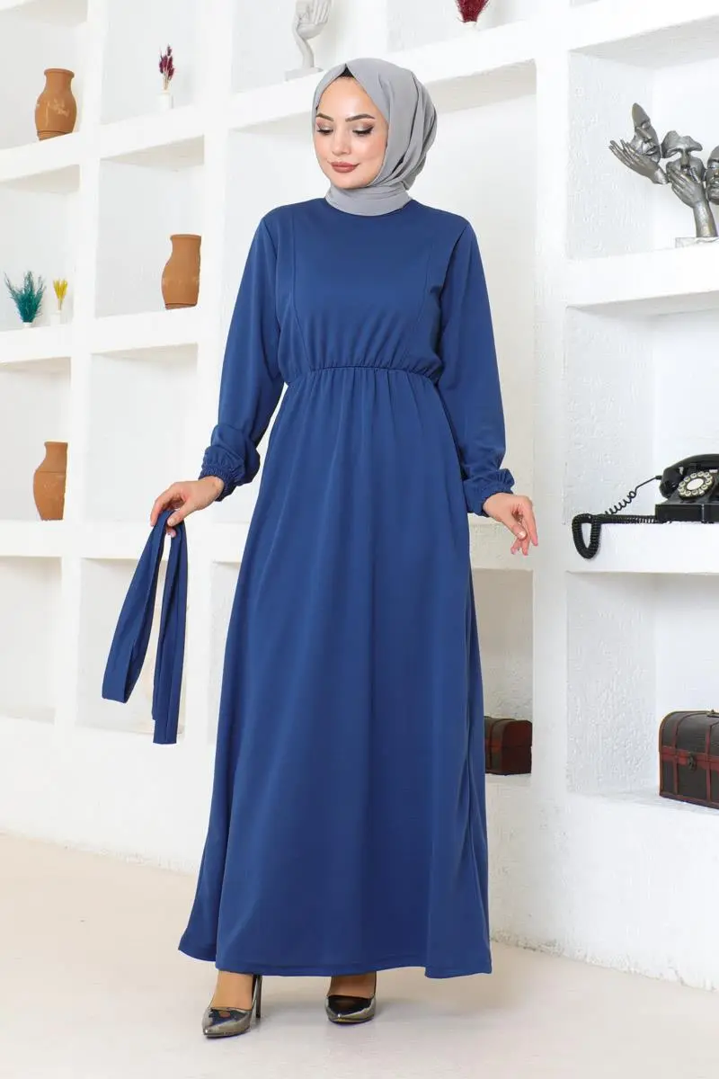 Belt Detailed Hijab Dress-detail