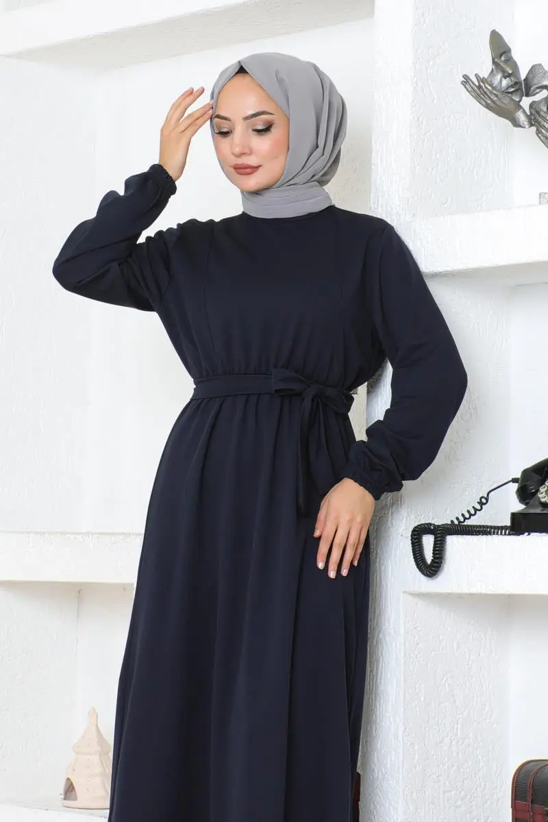Belt Detailed Hijab Dress-detail
