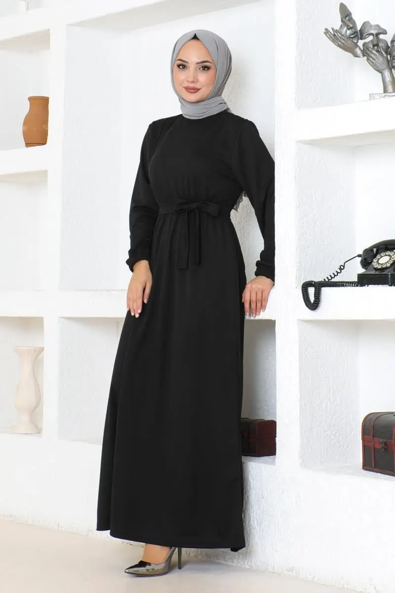 Belt Detailed Hijab Dress-detail