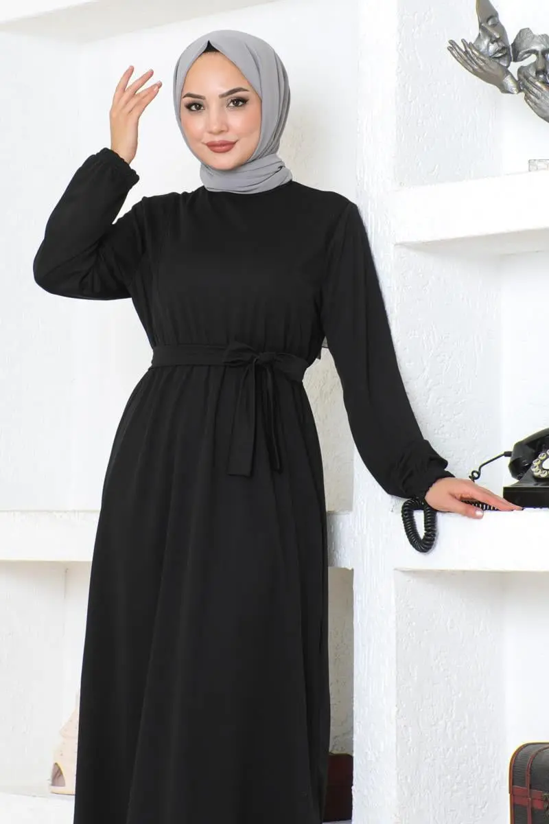 Belt Detailed Hijab Dress-detail