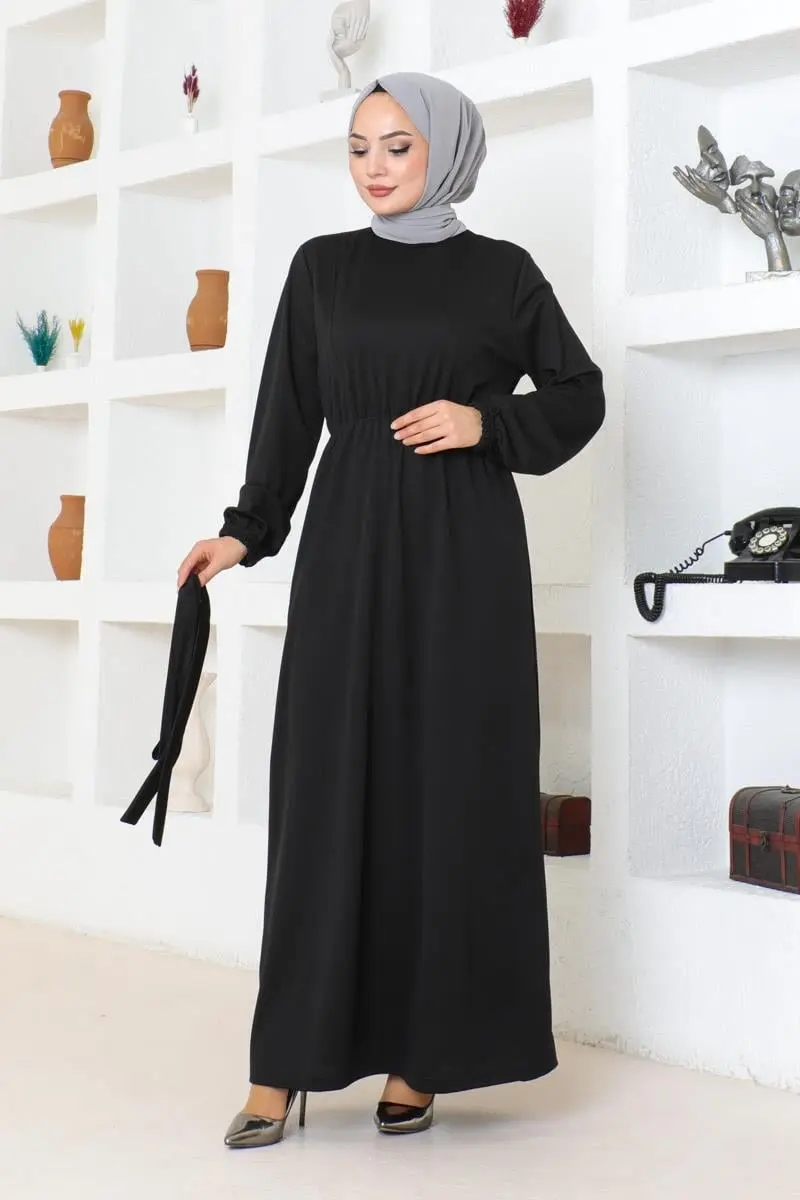Belt Detailed Hijab Dress-detail