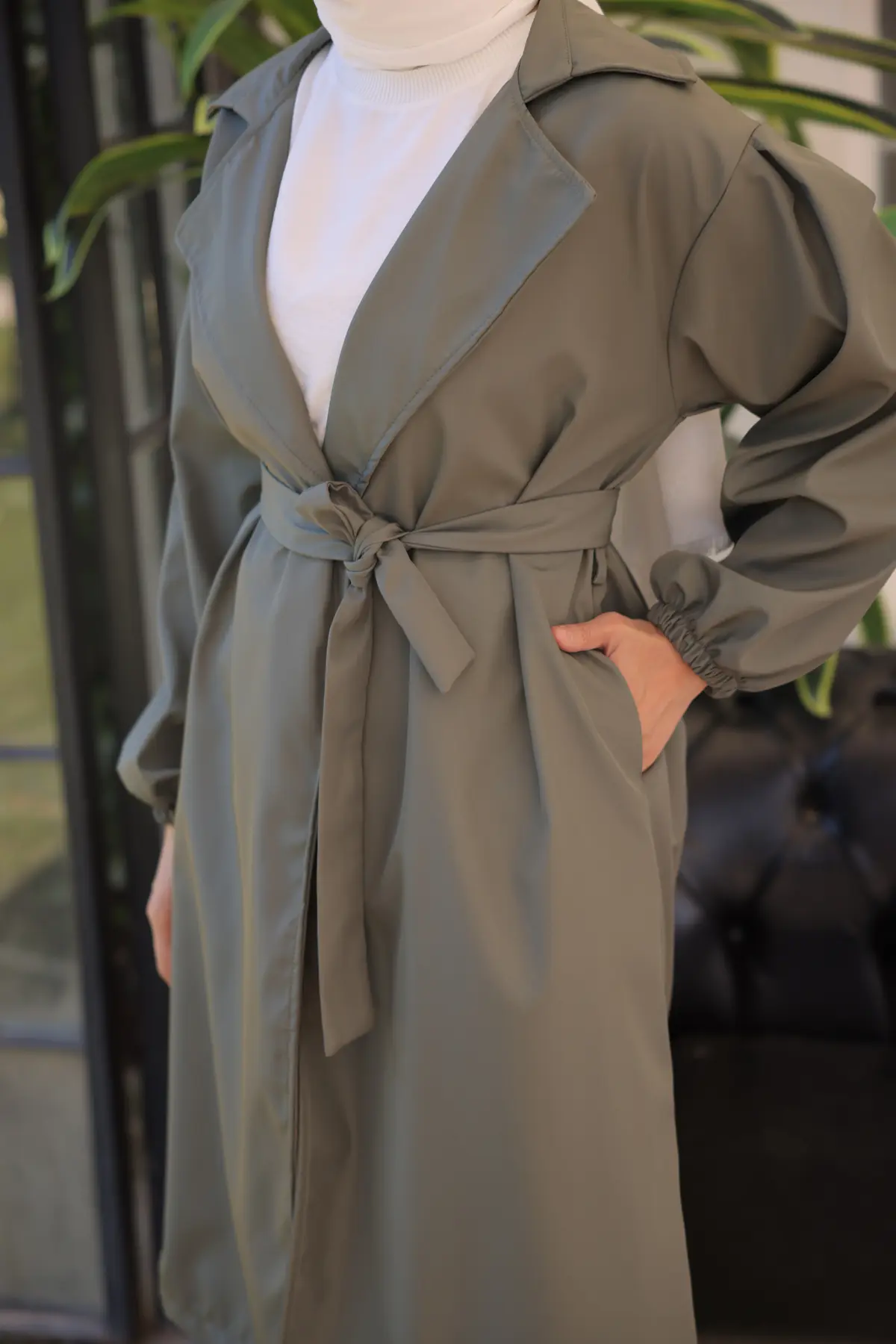 Belt Trench Coat-detail