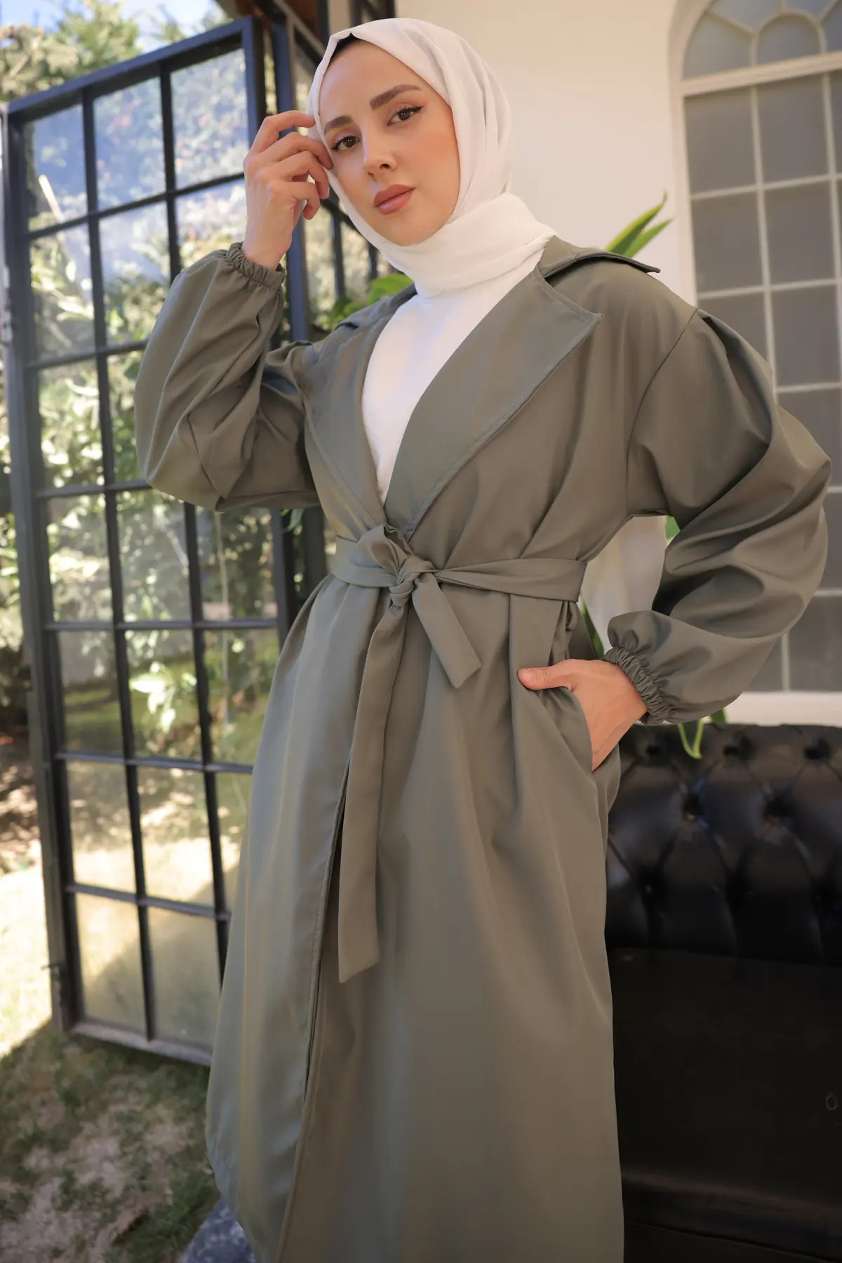 Belt Trench Coat-detail