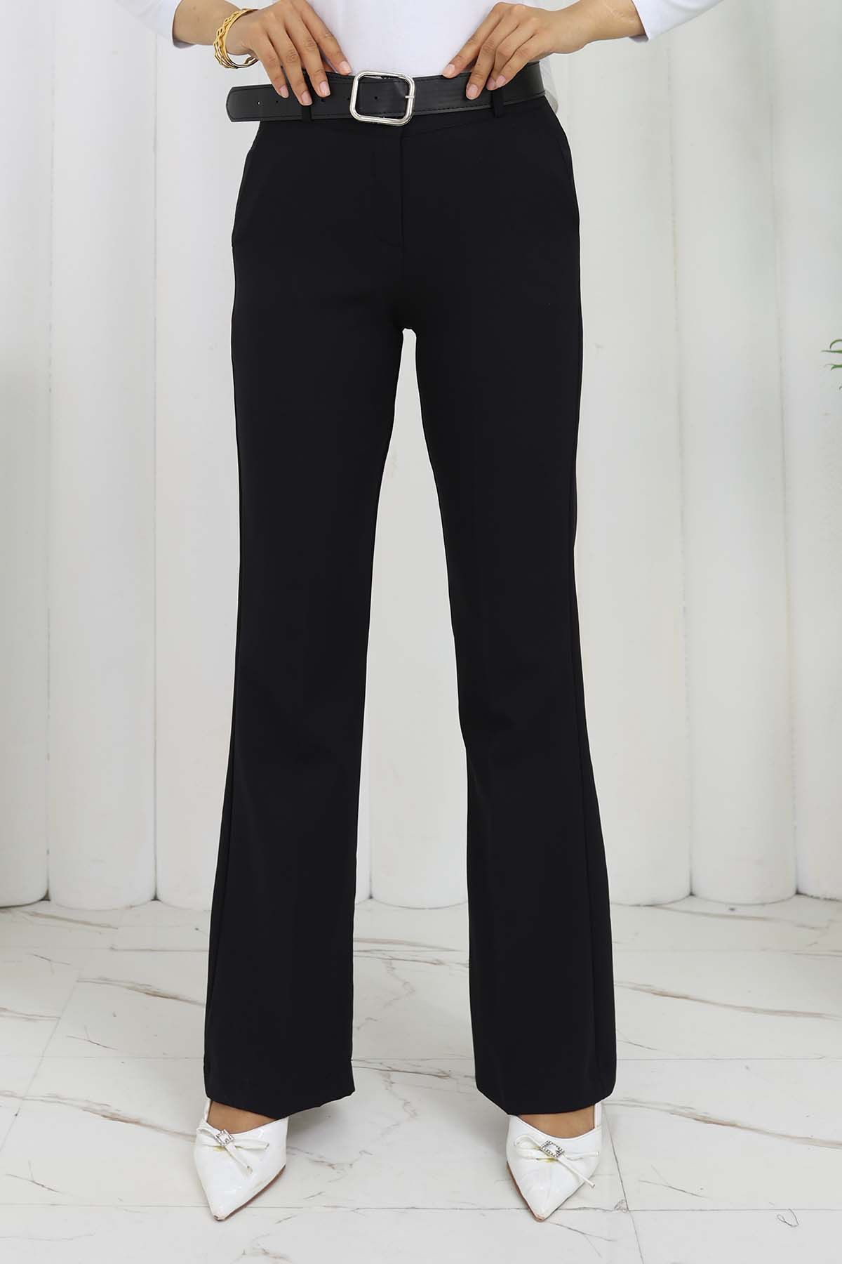 Belted Bell-bottom Trousers