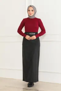 Belted Cashmere Pencil Skirt