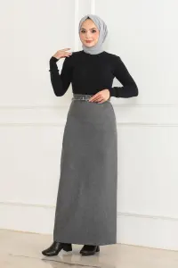 Belted Cashmere Pencil Skirt