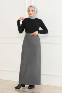 Belted Cashmere Pencil Skirt
