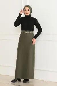 Belted Cashmere Pencil Skirt