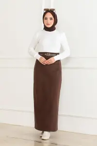 Belted Cashmere Pencil Skirt