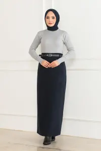 Belted Cashmere Pencil Skirt