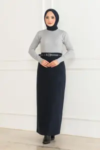 Belted Cashmere Pencil Skirt