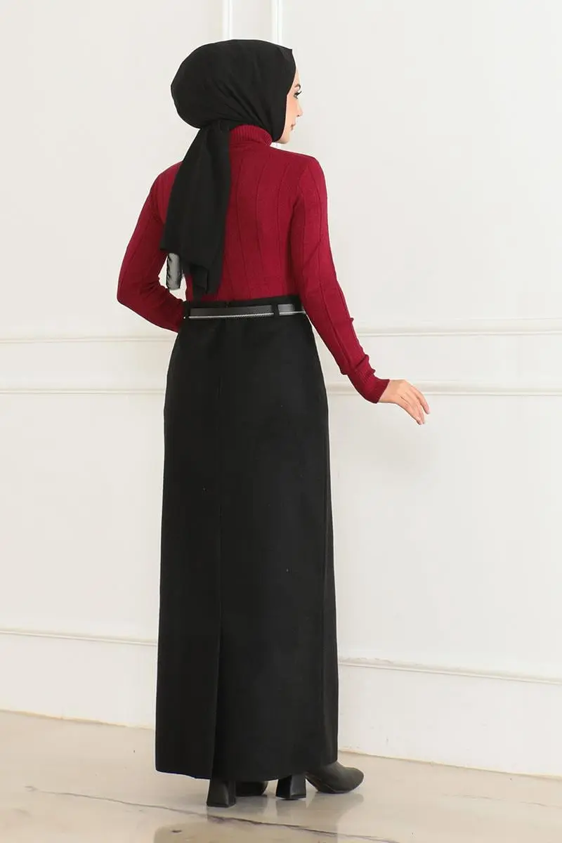 Belted Cashmere Pencil Skirt-detail