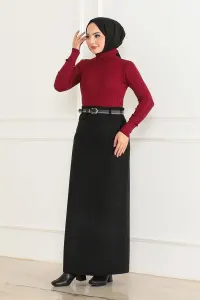 Belted Cashmere Pencil Skirt