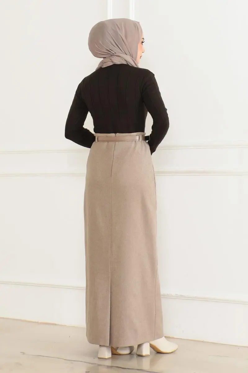 Belted Cashmere Pencil Skirt-detail