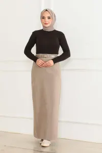 Belted Cashmere Pencil Skirt
