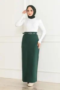 Belted Cashmere Pencil Skirt