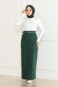 Belted Cashmere Pencil Skirt