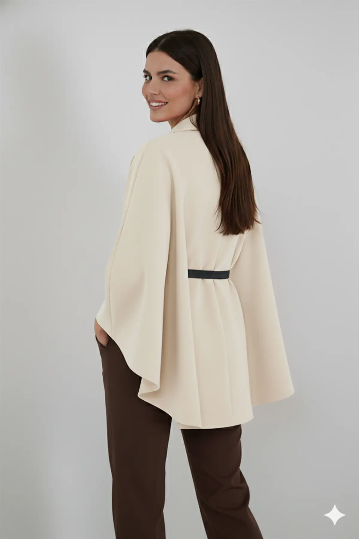 Belted Cashmere Poncho-detail