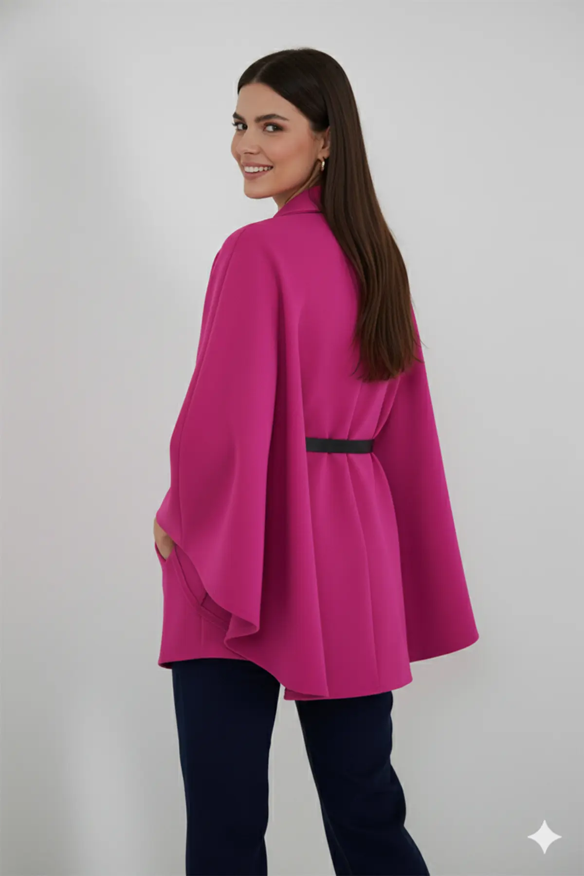Belted Cashmere Poncho-detail
