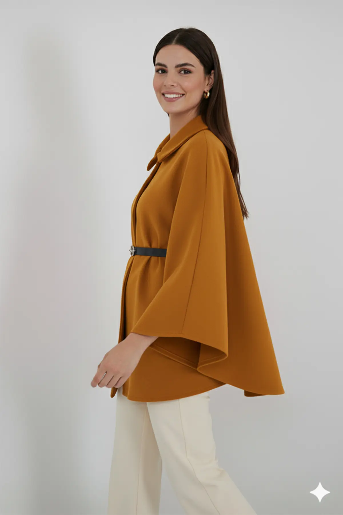 Belted Cashmere Poncho-detail