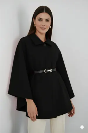 Belted Cashmere Poncho