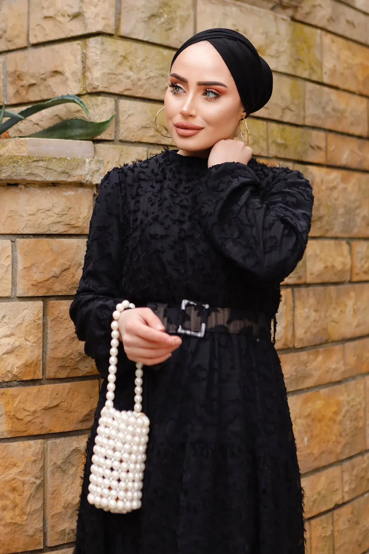 Belted Cutout Chiffon Dress-detail