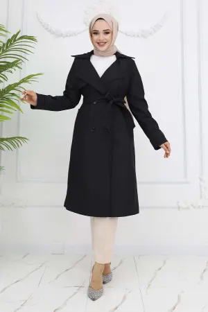 Belted Double Breasted Collar Trench Coat