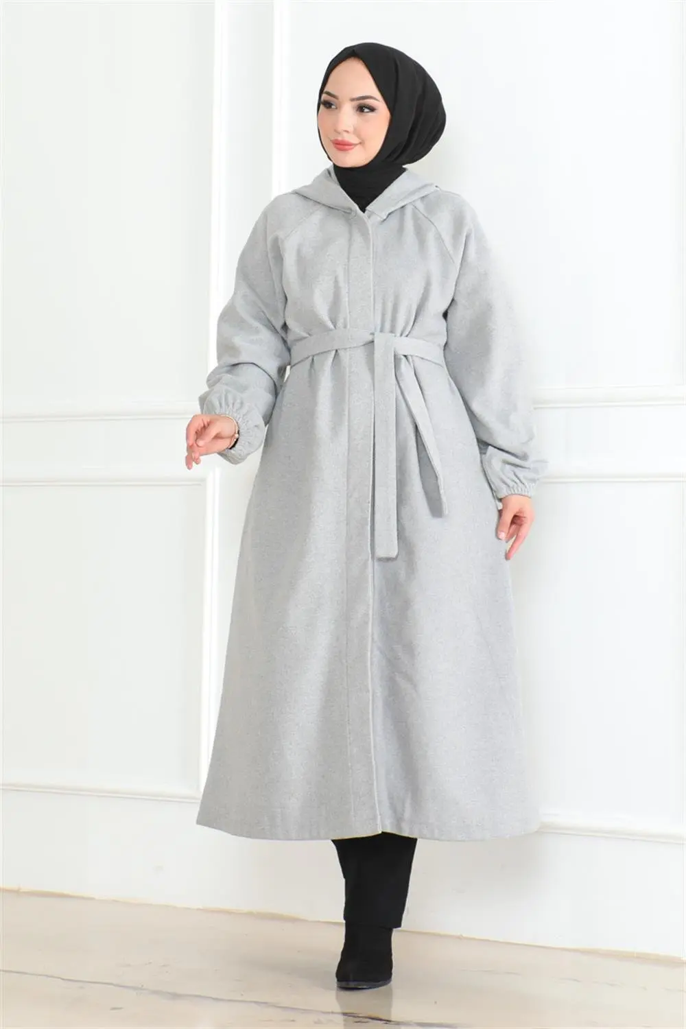Belted Hijab Coat-detail
