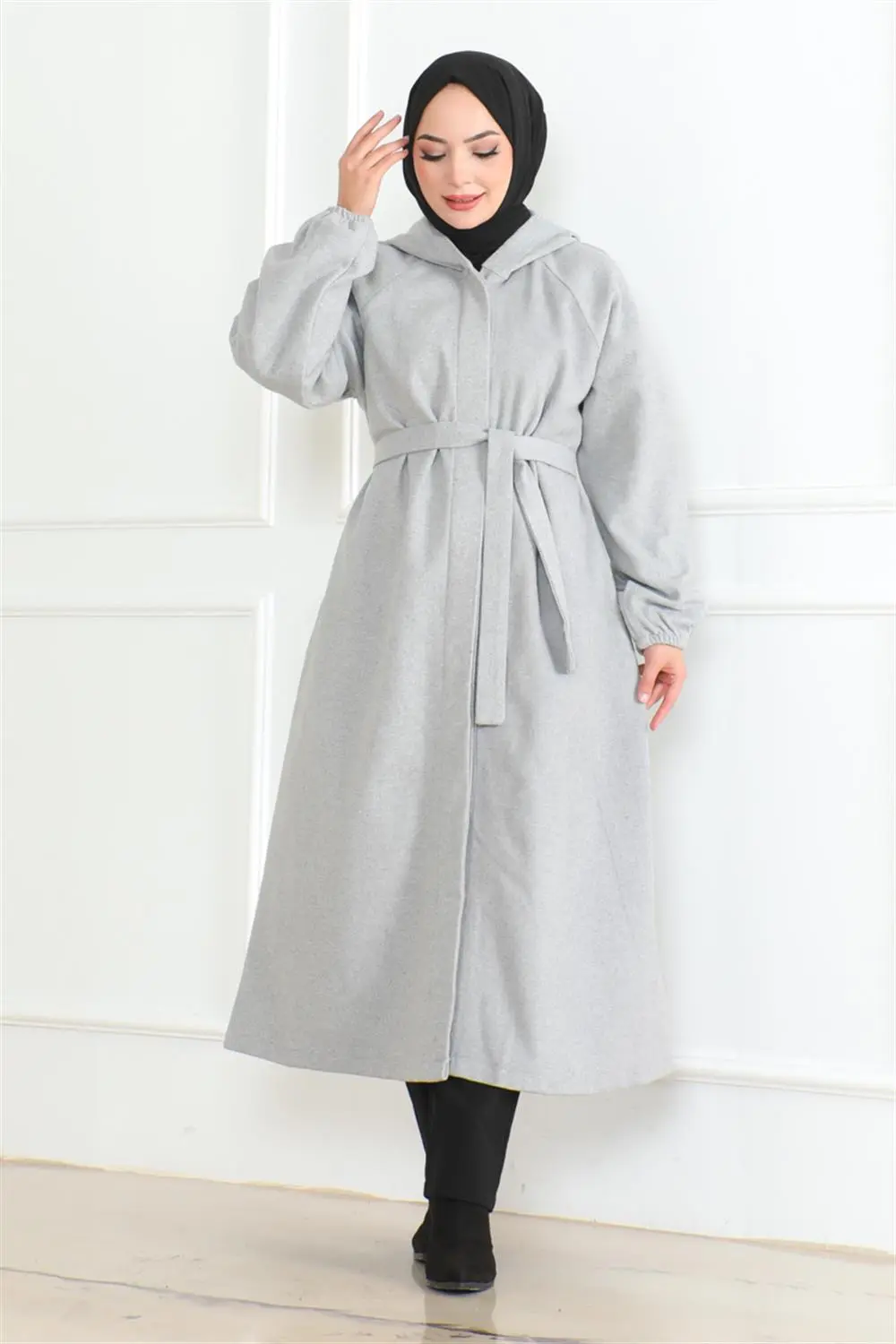 Belted Hijab Coat-detail
