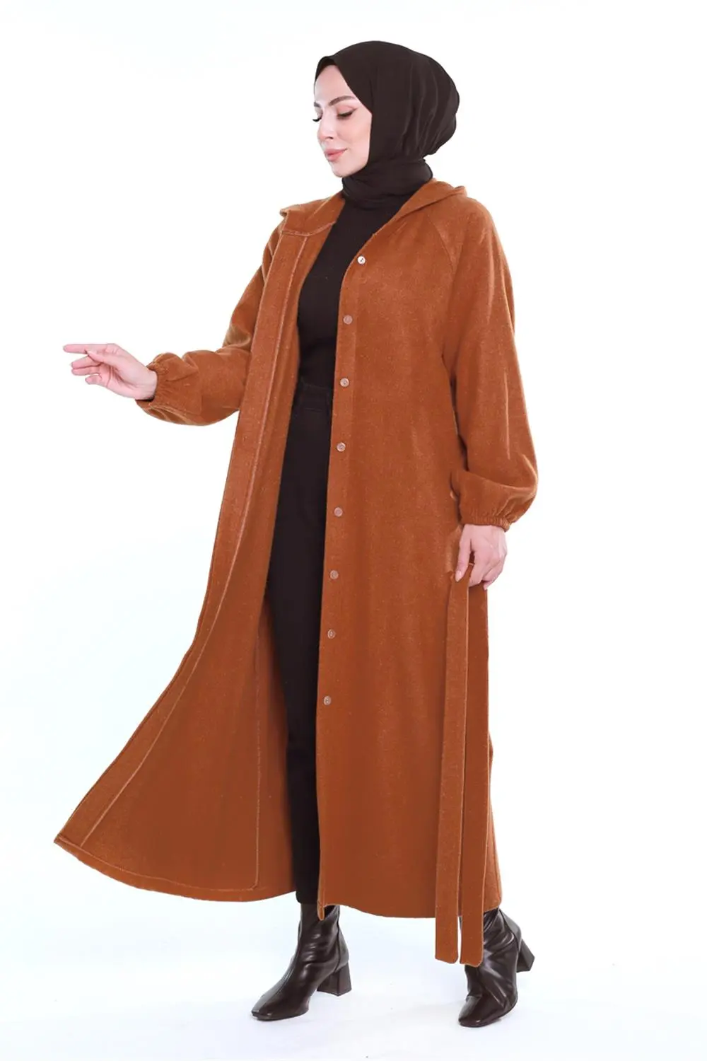 Belted Hijab Coat-detail