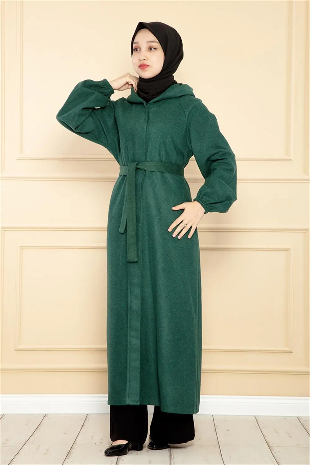 Belted Hijab Coat-detail