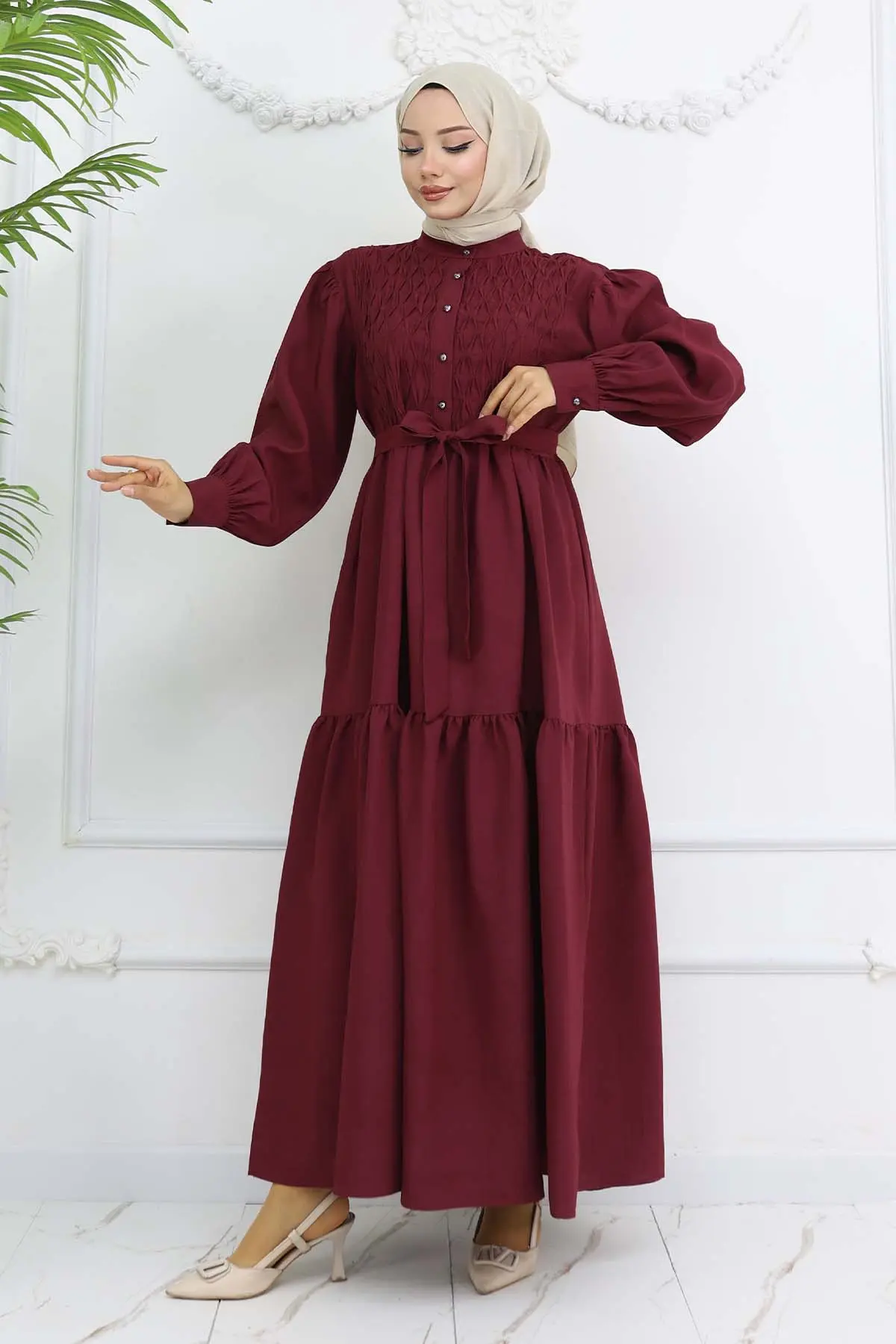 Belted Hijab Dress-detail