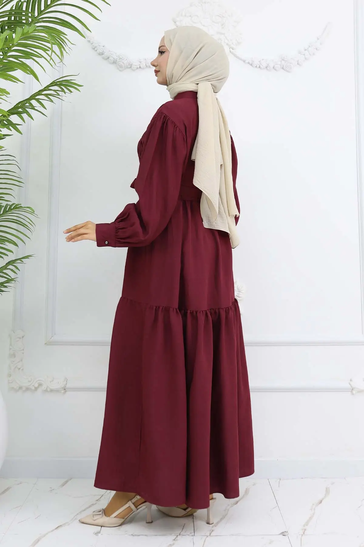Belted Hijab Dress-detail
