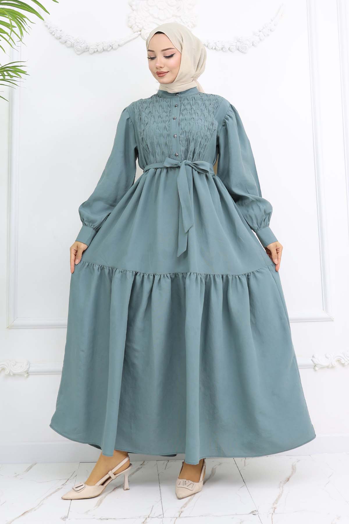 Belted Hijab Dress