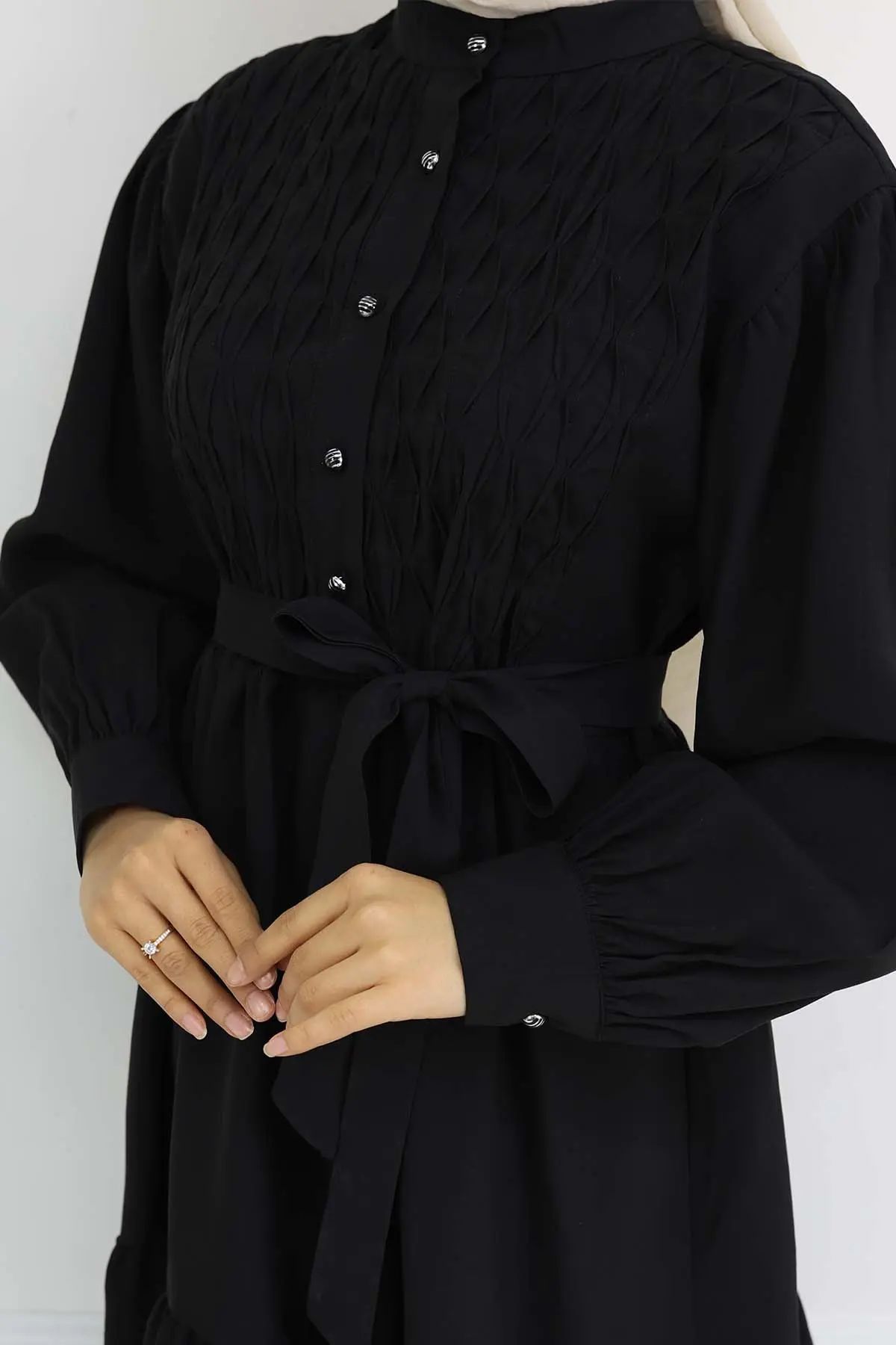 Belted Hijab Dress-detail