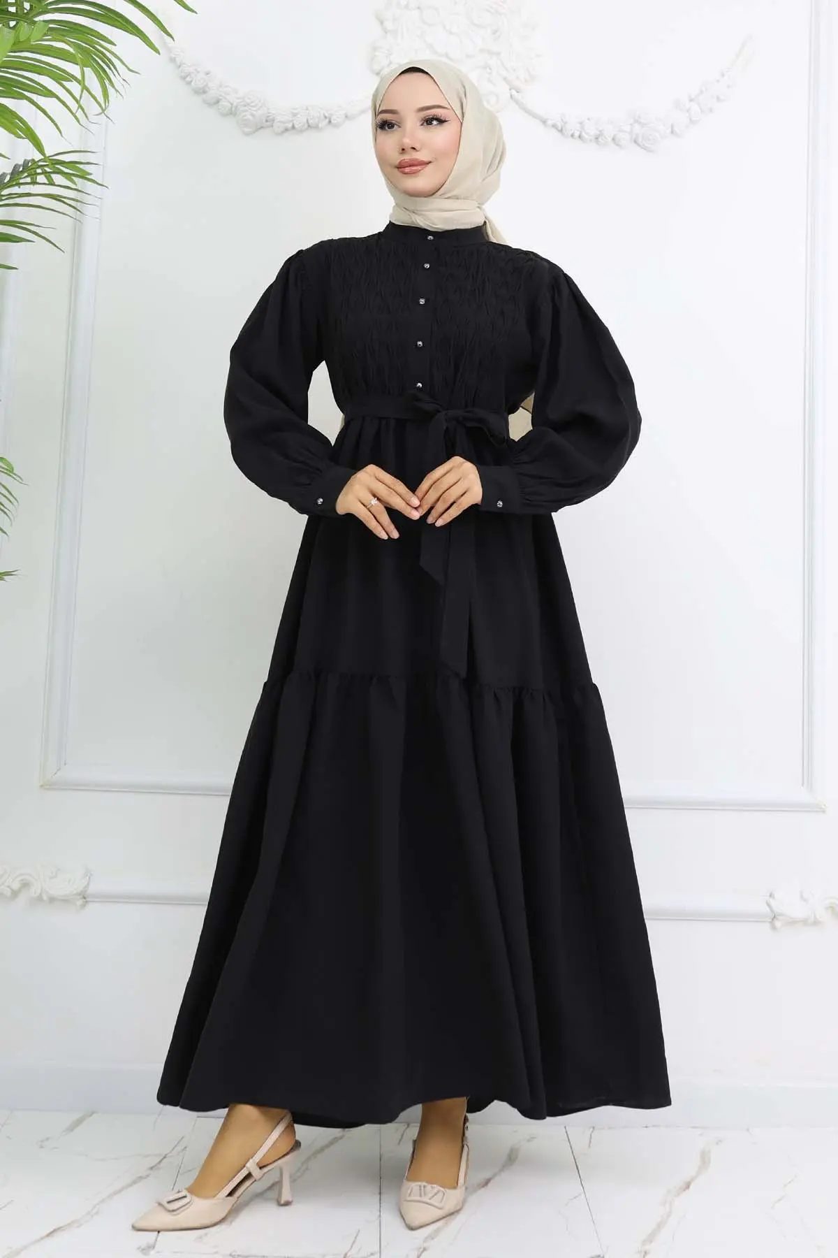 Belted Hijab Dress-detail