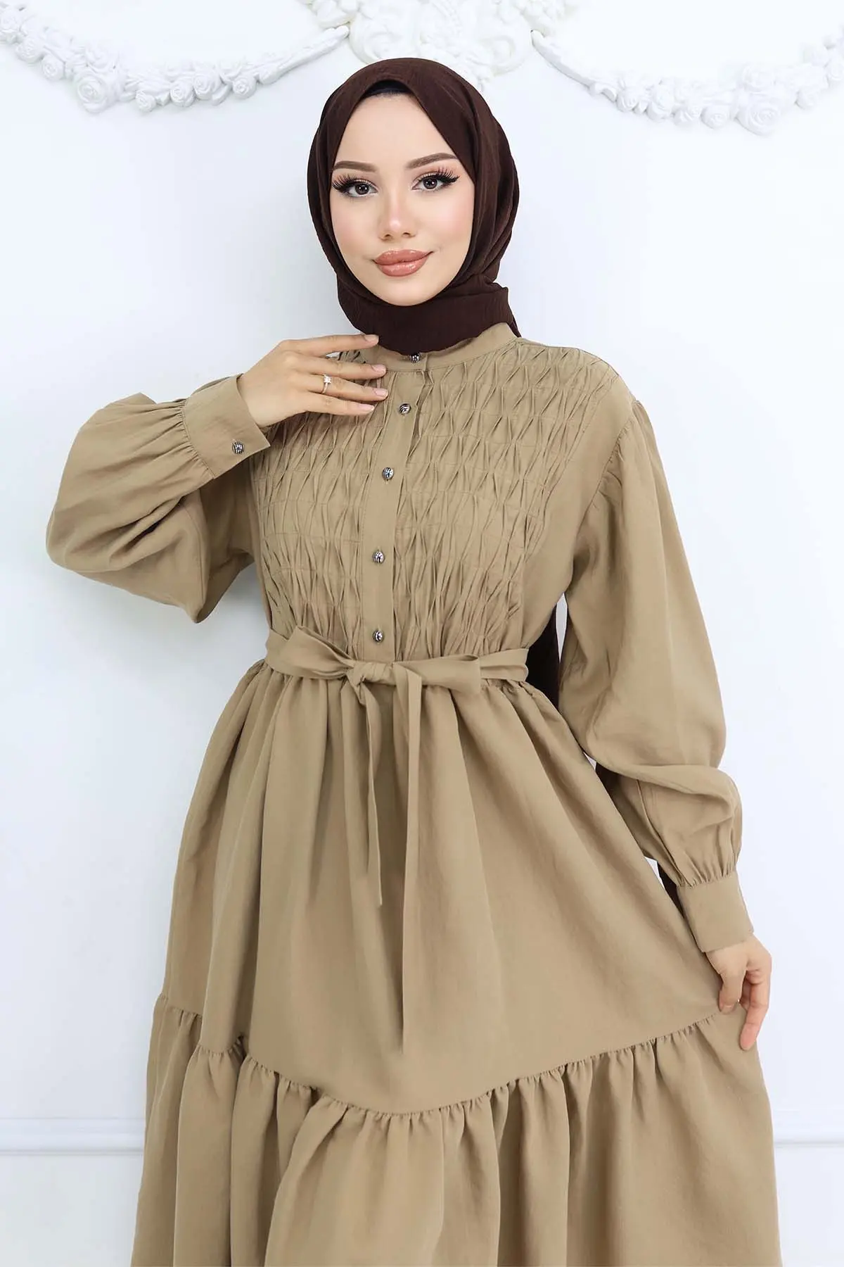 Belted Hijab Dress-detail